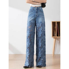 Women's Stitching High Waist Wide Leg Pants - Trendy Mix