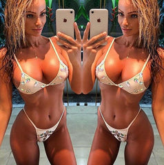 Glamorous Crystal-Embellished Women's Push-Up Bikini Set - Brazilian Low Waist Swimsuit - Trendy Mix