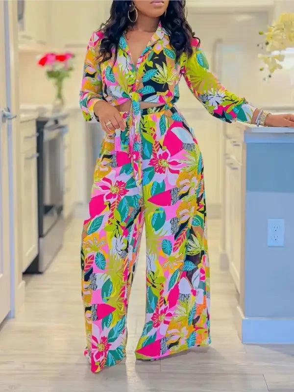 2024 Stylish Printed Long Sleeve Suit Set - Trendy Mix