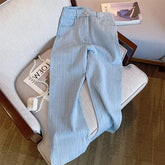 Striped Rhinestone High Waist Wide Leg Jeans - Trendy Mix