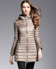 Women's mid-length lightweight down jacket - Trendy Mix