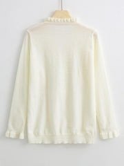 Long Sleeved Ruffled Women's Knitted Sweater - Trendy Mix