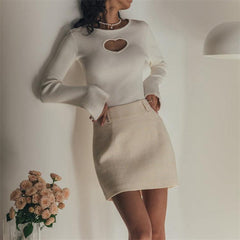 Women's Love Hollow Knitted Sweater Autumn And Winter - Trendy Mix