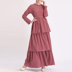 Elegant Golden Rose Long Ankle Robe for Arab Women in Solid Colors - Trendy Mix