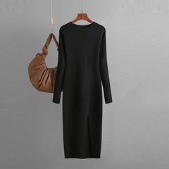 Slim Fit Inner Wear Long Sleeve Skinny Knit Dress - Trendy Mix