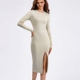 Slim Fit Inner Wear Long Sleeve Skinny Knit Dress - Trendy Mix