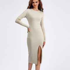Slim Fit Inner Wear Long Sleeve Skinny Knit Dress - Trendy Mix