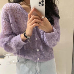 Gentle Wind Crocheted Openwork Knitted Cardigan - Trendy Mix