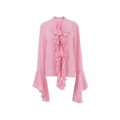 Design Ruffled Long Sleeve Shirt - Trendy Mix