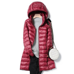 Plus Size Women's Mid-length Lightweight Down Jacket - Trendy Mix