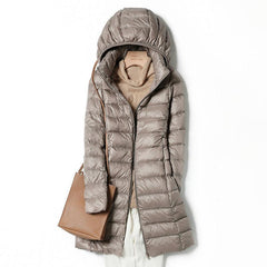 Plus Size Women's Mid-length Lightweight Down Jacket - Trendy Mix