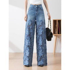 Women's Stitching High Waist Wide Leg Pants - Trendy Mix