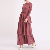 Elegant Golden Rose Long Ankle Robe for Arab Women in Solid Colors - Trendy Mix