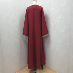 Dubai Turkey Jalabiya Zippered Linen Cardigan Robe - Trendy Mix