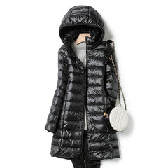 Plus Size Women's Mid-length Lightweight Down Jacket - Trendy Mix