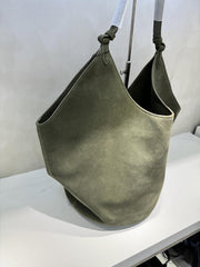 Frosted Cowhide Leather Bucket Bag - Trendy Mix