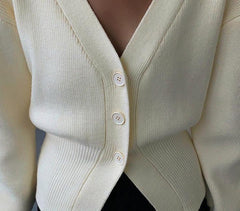 Fashion V-neck Sweater Coat Women New Style Short Long Sleeves - Trendy Mix