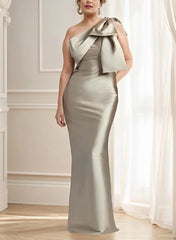 One Shoulder Prom Dress for Women Mermaid Satin Cocktail Dresses 2024 New Long Bodycon Formal Evening Gowns with Back Slit - Trendy Mix