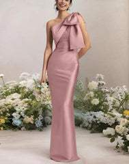 One Shoulder Prom Dress for Women Mermaid Satin Cocktail Dresses 2024 New Long Bodycon Formal Evening Gowns with Back Slit - Trendy Mix