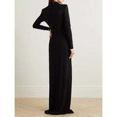 Solid Color V-Neck Maxi Dress for Women - Trendy Mix