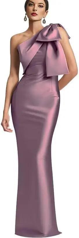 One Shoulder Prom Dress for Women Mermaid Satin Cocktail Dresses 2024 New Long Bodycon Formal Evening Gowns with Back Slit - Trendy Mix