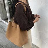 Casual Matte Leather Bucket Bag – Large-Capacity Designer Shoulder Purse - Trendy Mix