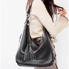 Genuine Leather Black Tote - Trendy Mix