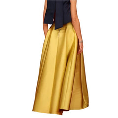Long Skirts Pleated Gold Floor Long High Waist Bridesmaid Dress Engagement Skirt Wedding Prom Skirts for Formal Cocktail Skirt - Trendy Mix