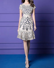 Summer Dress Women's Short Sleeve Vintage Embroidered Hollow Party Dress High Quality Dress 4XL - Trendy Mix