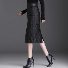 Down Cotton High-Waist Warm Winter Skirt - Trendy Mix