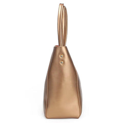 Golden Elegance Leather Shoulder Bag - Trendy Mix
