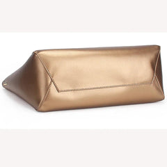 Golden Elegance Leather Shoulder Bag - Trendy Mix