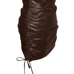 Fashion PU Leather Ruched Mini Bodycon Dress - Trendy Mix