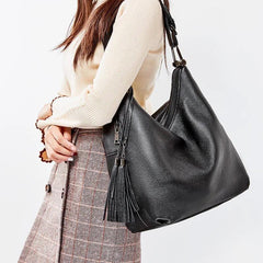 Genuine Leather Black Tote - Trendy Mix