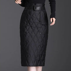 Down Cotton High-Waist Warm Winter Skirt - Trendy Mix