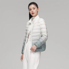 Woman 90% Duck Down Coats Winter Fashion Stand Collar Jacket Gradient Slim Fit Ultra Lightweight Keep Warm Daily Sports Jackets - Trendy Mix