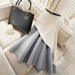 Grey & White Patchwork Skirt