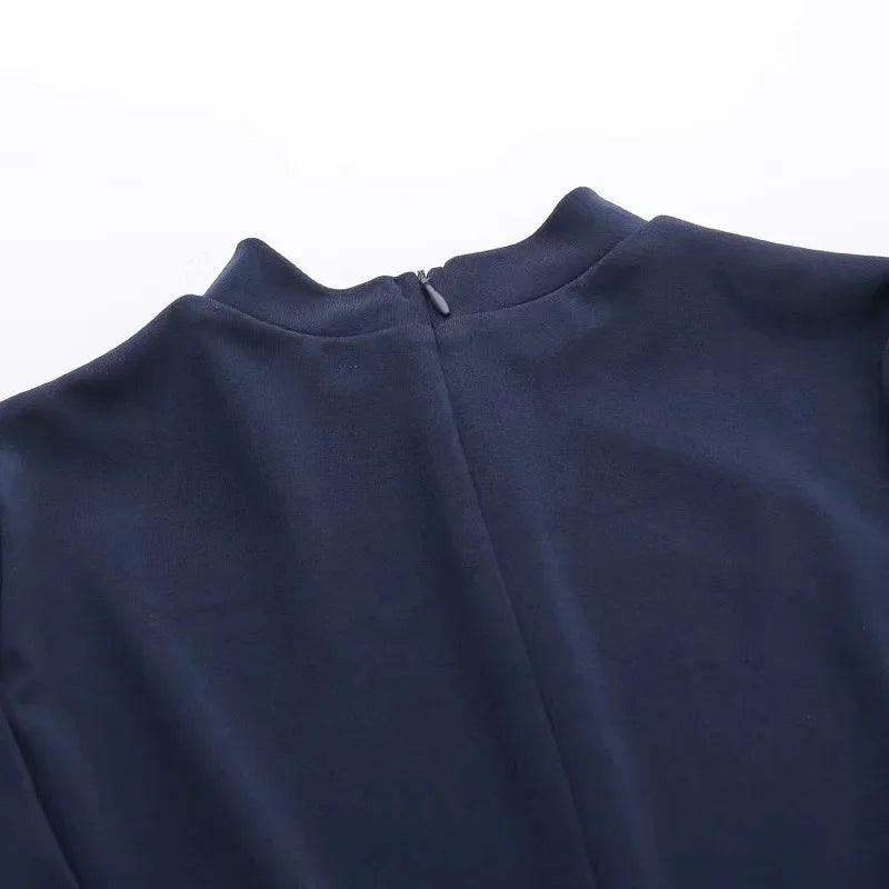 Spring-Autumn Bodycon Mini Dress with Pockets - Trendy Mix