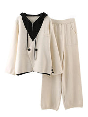 Casual Two-Piece Set: Hooded Zipper Coat & Wide-Leg Pants - Trendy Mix