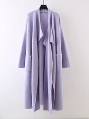 Fashion Knitted Lapel Sweater with Pockets - Trendy Mix