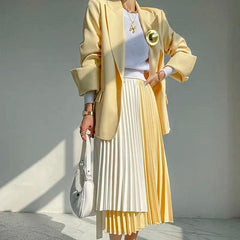 Fashion Contrast Blazer & Skirt Set - Trendy Mix