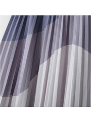 Fashion Gradient Pleated A-Line Midi Skirt - Trendy Mix