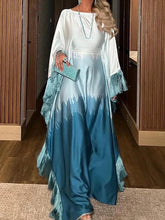 2024 Muslim Maxi Dress Loose Patchwork O Neck - Trendy Mix