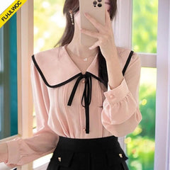 Charming Pink Bow-Tie Blouse - Trendy Mix