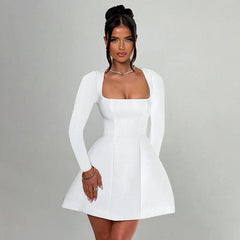 Sleek Square Neck Mini Dress - Trendy Mix