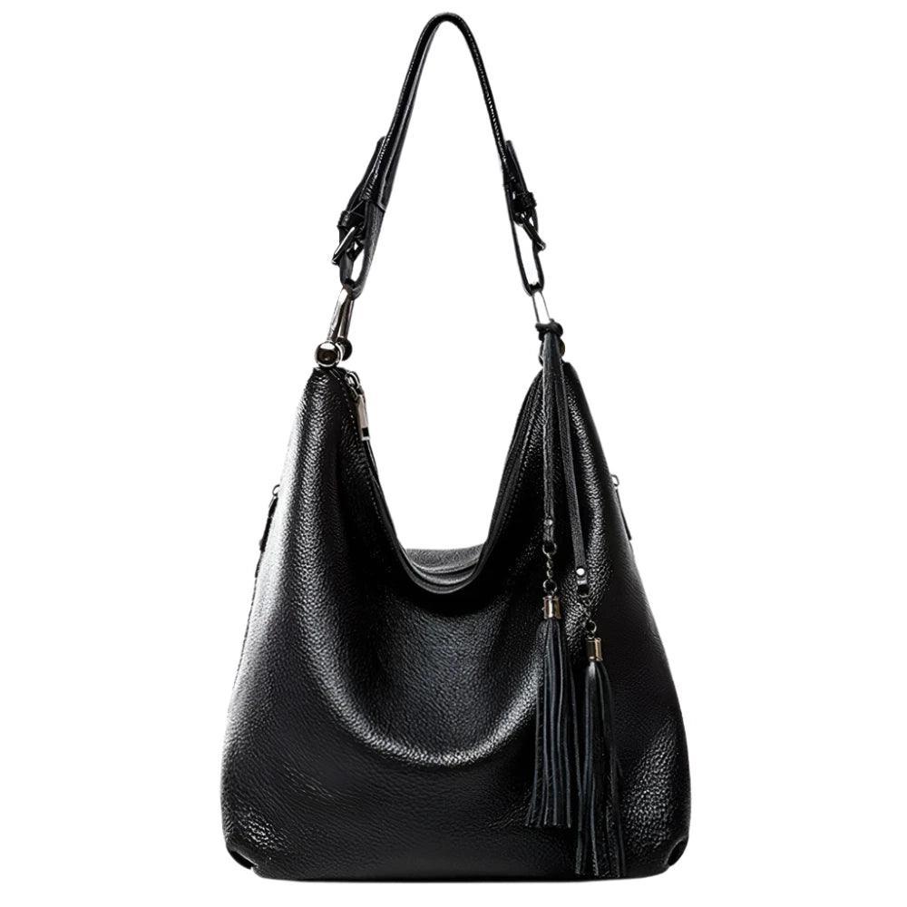 Genuine Leather Black Tote - Trendy Mix