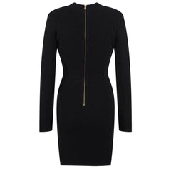 Knitted V-Neck Long Sleeve Dress - Trendy Mix