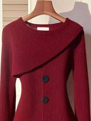2024 High-End Western Style Red Knitted Shirt - Trendy Mix