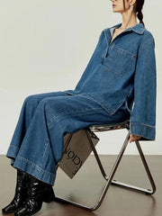 Comfy High-Waist Denim Set - Trendy Mix