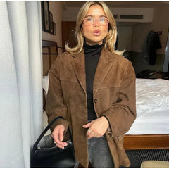 Vintage Luxe Suede Blazer – Autumn 2024 Edition - Trendy Mix